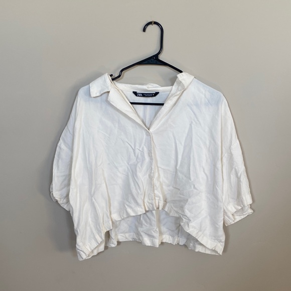 Zara Tops Zara White Linen Top Poshmark